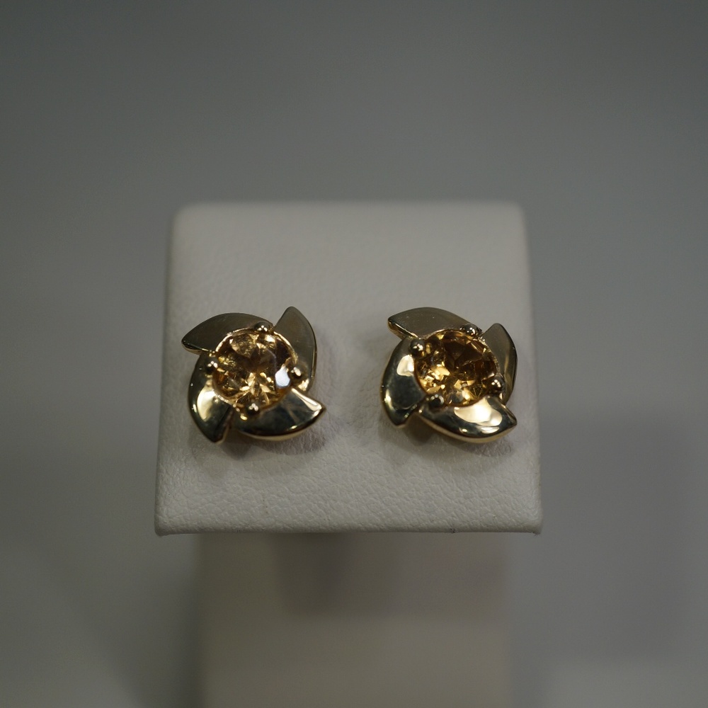 14KY Gold & Genuine Yellow Topaz Earrings